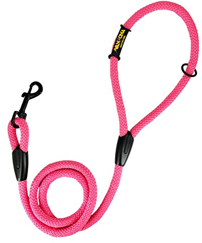 Correa clásica de Cuerda para Perros, 120 cm. Rosa. | Cuerda trenzada de poliéster de 12 mm, resistente para uso diario, para perros pequeños, medianos y grandes, hecha en España.