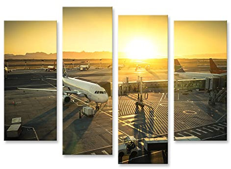 islandburner Bild auf Leinwand Flugzeug Internationaler Flughafen Terminal Gate Ready Takeoff Modern Sunset Kon Bilder Wandbilder Poster