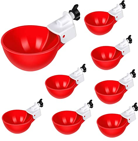 Ellxen 6 Stücke Hühnertränke Automatische Geflügeltränke,GeflüGel Trinkwerkzeug lfutterspender,Automatischer Wasserauslass,Geeignet FüR VöGel,GeflüGel,Tauben,HüHner,Enten(Rot)