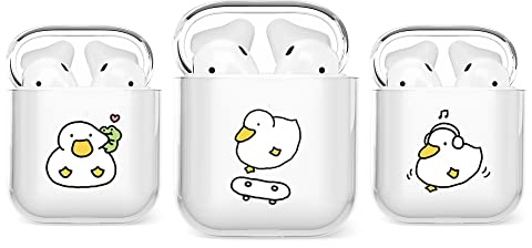 Chubby Duck Cute Transparent AirPods Hülle - Kompatibel mit 1. & 2. & 3. & Pro Generation - Funktioniert mit kabelgebundenem & kabellosem Laden (Design 3, Airpod 3 Gen)