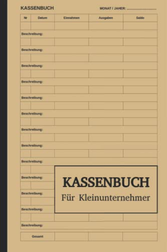 Kassenbuch Für Kleinunternehmer: DIN A5 | Einnahmen und Ausgaben buch | Geeignet für Selbständige, Vereine und Kleinunternehmer.