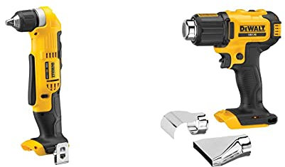 DeWalt DCD740N-XJ 18V XR Lithium-Ion Body Only Cordless 2-Speed Angle Drill, Yellow/Black, 4.57 cm*12.52 cm*2.99 cm & DCE530N-XJ Cordless hot air Gun, 18V (Base), Black/Yellow