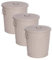 Jinfa | 3 Jeux Poubelle en métal galvanisé avec poignées et Couvercle | Beige | Diamètre Ø 42 cm - Hauteur 47,5 cm | Capacité: 62 litres