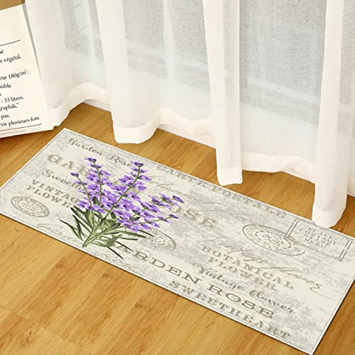 TFLABS KüchenläuferLila & Lavendel rutschfest Küchenteppich mit Wasserdicht, Teppich Läufer Küchenmatte für Küche Flur Wohnzimmer Schlafzimmer Badezimmer 60 x 180cm