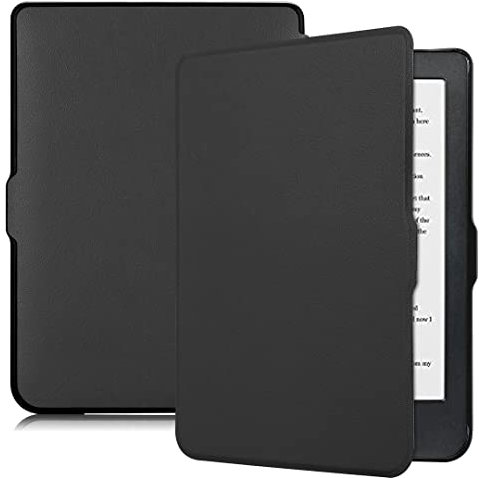 SATURCASE Custodia a libro per Kobo Clara HD, in pelle PU, ultra sottile, leggera, con funzione auto sleep/wake (nero)