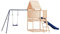 vidaXL Spielturm, Klettergerüst mit Rutsche Leiter Schaukel, Kinder Kletterturm mit Holzdach, Spiel-Zubehör für Garten, Holz Spielplatz, Massivholz Kiefer