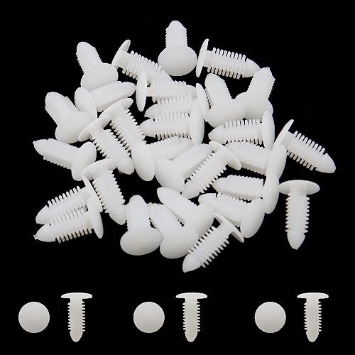 30 remaches de plástico blanco para protección contra salpicaduras, sujetadores tipo empuje, 7,5 x 6,5 mm