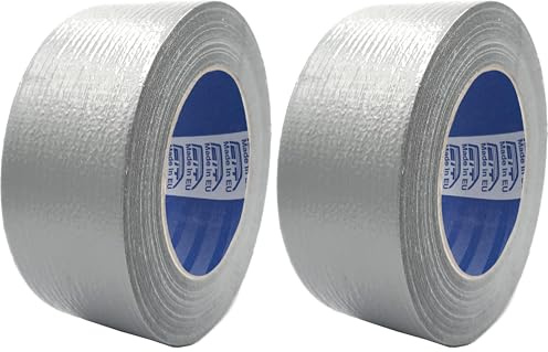 ACIT Ruban Adhésif Toilé pour Réparations, 50mm x 25 mètres, Ruban Adhésif Americai, étanche, et bricolage, isolant, Étanchéité ou Emballage (Gris) (Lot de 2)
