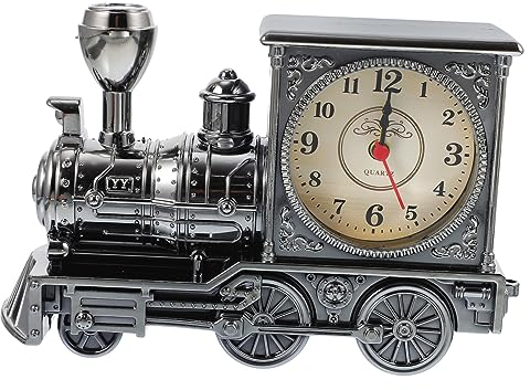 Artibetter Zug-Statue Kleiner Wecker Lokomotive Aus Bronze Signalton Laut Alarm Uhr Nicht Tickende Uhren Vintage Wecker Zug Figurine Lokdekoration Alter Wecker Dekorationen Antiquität Büro