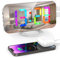 ThreeH LED Schreibtischuhr mit Dynamischem RGB Farbspiegel Wecker mit Zwei USB-Ladeanschlüssen 6 Helligkeitsstufen Home Office Dekoration Weiß