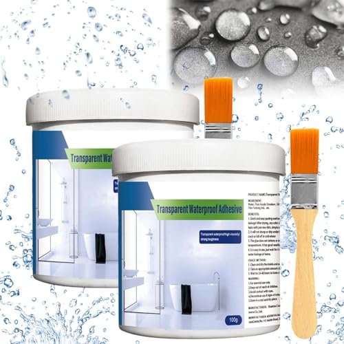 Agent de Revêtement Imperméable Transparent, Invisible Waterproof Agent, Mastic d'Étanchéité Étanche, Mastic Isolant Impermeable, Produits d'Étanchéité avec Brosse, Etancheite Toiture (2 * 100ml)