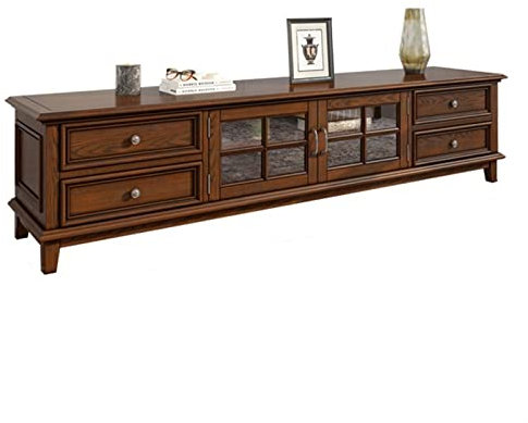 Fernsehtisch 62,9/70,8/78,7 TV-Ständer, rustikale TV-Medienkonsole aus Esche, langlebige Wohnzimmermöbel, TV-Ständer, Entertainment-Center mit Schubladen und Schränken, Walnuss TV Board ( Size : 1600