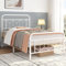 Yaheetech Metallbett 90 x 190 cm Vintage Bettrahmen mit Hohem Kopfteil, Bettgestell Moderner Minimalistischer Einzelbett mit Lattenrost & Stauraum unter dem Bett für Schlafzimmer, Rauchiges Weiß