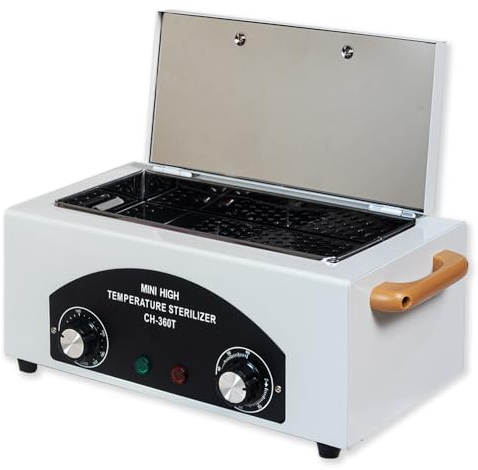 Sanqiao 300W High Temperature Metal Tool Cleaning Box with Timer, Dry Heat Sterilizer with Handle, Manicure Pedicure SPA Salon Barber Equipment for Sundry Beauty Hair Nail Metal Tools, White