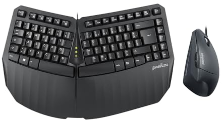 Perixx PERIDUO-413B - Kabelgebundene Ergonomische Kompaktastatur und Vertikale Maus mit geteiltem Layout für Natürliche Handhaltung, USB, DE QWERTZ Layout