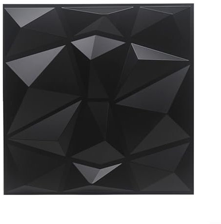 PVC 3D Wall Panel Decorative Wall Ceiling Tiles, Cladding Waterproof 3D Wall Panel Diamond for Interior Wall Décor in Black, 3D Textured Wall Panels(4pcs)