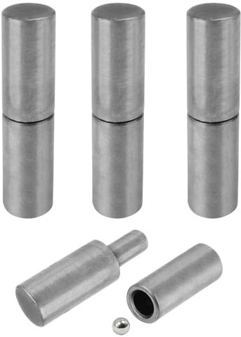 Lot de 4 charnières à barillet soudées en acier robuste de 4 x 2,5 cm - Roulement à billes - Charnières amovibles pour porte battante, remorque, portail en métal
