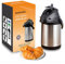 Termo de 3 litros con bomba, jarra de café con asa, jarra de acero inoxidable pulido, dispensador de bebidas térmicas, base giratoria 360°, para café, té, bebidas calientes y frías