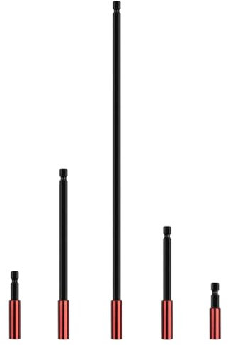 SeonFook 5 Pcs 1/4 inch Hex Shank Magnetic Drill Bit Extension, S2 Steel Screwdriver Bit Holder, Strong Magnetic Bit Extension Holder for Impact Driver (Including 50mm, 60mm, 100mm, 150mm and 300mm)