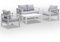LANOX Gartenmöbel Set alu Gartenlounge-Set Loungeset für 3-4 Personen Terrasse Balkon, wetterfest Sitzgruppe Essgruppe Gartengarnitur (4-TLG., 1×2-Sitzer Sofa, 2×Sessel, 1×Tisch, 8×Auflagen)