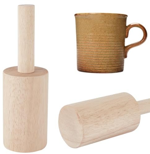 BENECREAT 220x70mm Cup Pottery Molds, PapayaWhip Wood Pottery Tools with Handle Pottery Molds Set for Clay Pottery Rib Wooden Shaping Porcelain Cup