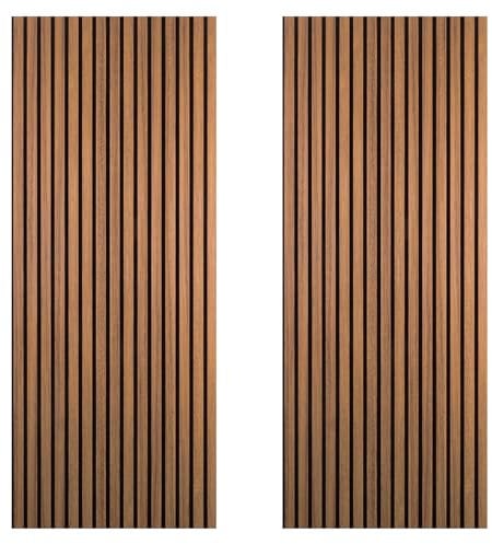 Decoranddecor Acoustic Slat Wood Wall Panels and Ceiling Panelsling Decorative 3D MDF 240 cm x 60 cm Walnut - 2 Pack