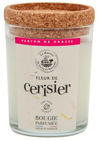 Maison du Savon Bougie Duftkerze – Kirsche Duftkerze im Glas – Brenndauer bis zu 40 Stunden – 180 g