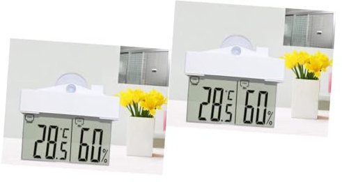 CAXUSD 2stücke Lcd Thermometer Hydrometer Mit Saugnapf Präziser Temperatur Und Feuchtigkeitsmesser Für Innenräume Geeignet Für Gewächshäuser Und Fensterbefestigung