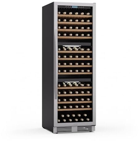 KLARSTEIN Vinovilla Trio Wine Fridge - 144 Bottle Capacity, Trio Zone, 5-20°C, LED Lighting, UV Protection, Quite, Free-Standing Wine Cooler