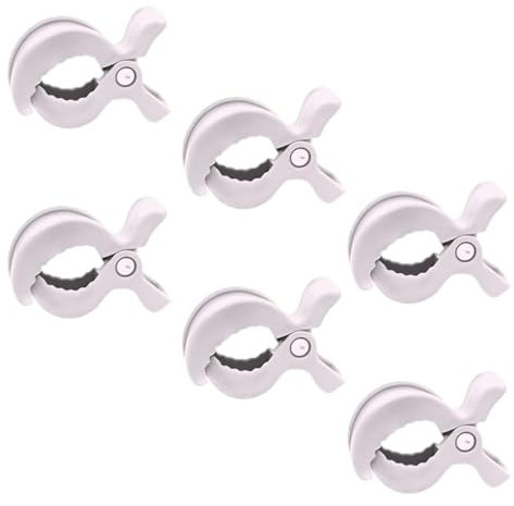 WUSJCOF 6 Stück Kinderwagen Klammern, Kinderwagen Clips, Universal, zur Befestigung, für Kinderwagen, Liegestühle, Rollstühle (weiß)