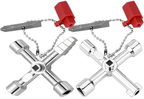 ElevaPulse 2 Piece Universal Key Set, Control Cabinet Key with 4-Way Function, Radiator and Heating Key, Square and Triangle Key for Water and Electricity Meters