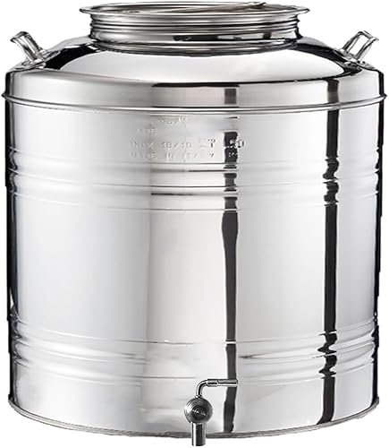 Generico Fusto Contenitore in Acciaio 18/10 da 30 Litri GIARA aggraffato 30 Litri Acciaio Inox Contenitore bidone per Olio Alimentare Sansone