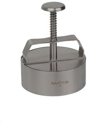 SANTOS Profi Burgerpresse Edelstahl – Patty-Presse für Ø 11 cm Burger, Flexible Dicke, einfache Handhabung mit Federmechanismus, spülmaschinengeeignet