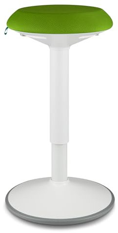 standup.Today Wackelhocker Ella (Weiß/Grün) – Sitzhocker höhenverstellbar 55-80 cm – Ergonomischer Hocker für Büro & Zuhause – Bürohocker mit Schwingeffekt – Schreibtischhocker