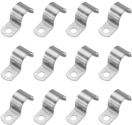 PATIKIL 7/8 (22mm) Starre Rohrschelle, 12 Stück 304 Edelstahl Rohrhalter 1 Loch Verdicken U-Halter Rohrschelle für Rohr Kabel Draht Fixierung