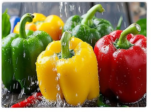 Shopagift Red Green Yellow Bell Peppers Glass Chopping Board Large Kitchen Worktop Saver 39cm x 28cm