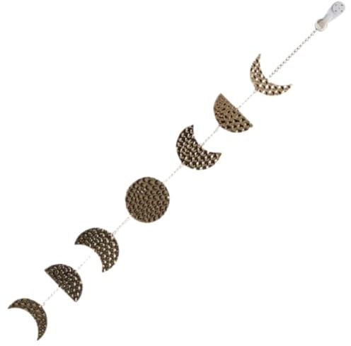 Lpitoy Gold Mondphasen Wandbehang Dekor Metall Mond Girlande Wandbehang Ornamente Zimmer Dekor Wohnzimmer Schlafzimmer Kinderzimmer Dekor