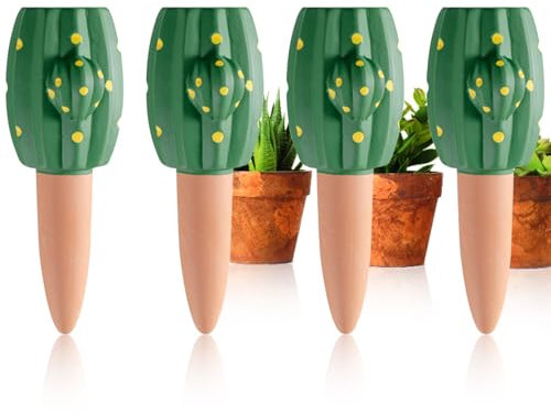 MKNZOME Oyas a Planter Terre Cuite, 4 Pièces Arrosage Goutte à Goutte Ollas Terre Cuite Arrosage Automatique Plantes Irrigation Goutte a Goutte Bouteille pour Jardin Maison Intérieur Extérieur