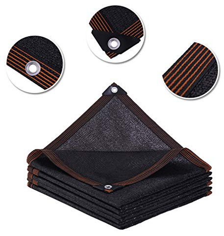 Voile d'ombrage 95 % noir avec œillets, protection UV, idéal pour les cours, plantes, serres, terrasses et abris de jardin (6 x 6 m)