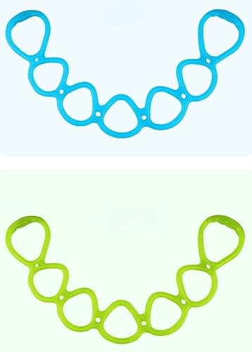 Workout-Bänder, 7 Ringe, verstellbare Widerstandsbänder für Oberkörper, Heimtraining, Walking, Fitnessband, Stretchband für Erholung, 84 x 8,4 cm, Blau + Smaragdgrün