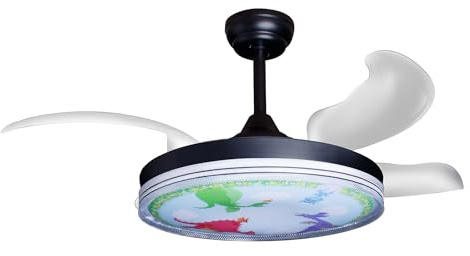 Eclipse Deckenventilator mit Beleuchtung, Leise mit 6 Windstufen, App | Fernbedienung, Sommer und Wintermodus, 4 transparente Rotorblätter, 4500 m³/h, CTT 3000 K-6500 K, Schwarze Basis, Fantasy