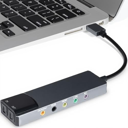 Tonysa Scheda Audio Surround USB 7.1 con Audio Digitale SPDIF, Scheda Audio Esterna Musicale Ad Alta Risoluzione Plug and Play, per PC Portatile Argento