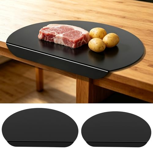 Black Acrylic Chopping Board, 2 Pack Cutting Board for Kitchen Countertop | With Counter Lip, Non-Slip Easy to Clean Board for Vegetable, Fruits, Bread