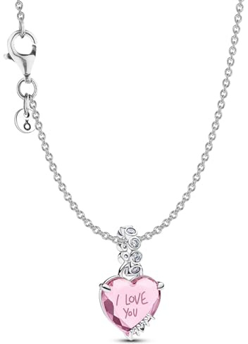 PANDORA Damen-Halskette Geschenkset Silber I Love You Mom Bundle 21778 | Kette mit Herz-Anhänger, Halsschmuck für Frauen aus Sterlingsilber, Muttertag Geschenk