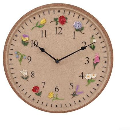 Orologio da parete in resina da 30,5 cm con fiori 3D, impermeabile, per esterni, giardino, anti-appannamento, grado di protezione IP44, per piscina, hotel, spa, per una facile installazione