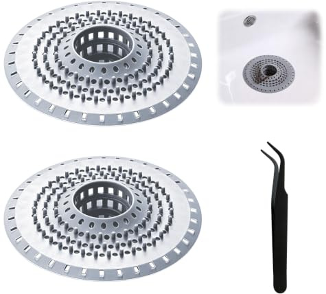 Silicona Atrapa Pelos Ducha con Ventosa, Coladores de Drenaje de Silicona | 2 Piezas Filtro Desague Ducha con Ventosas Fuertes, Coladores de Desagüe de Fregadero para Baño, Bañera, Bañera y Cocina