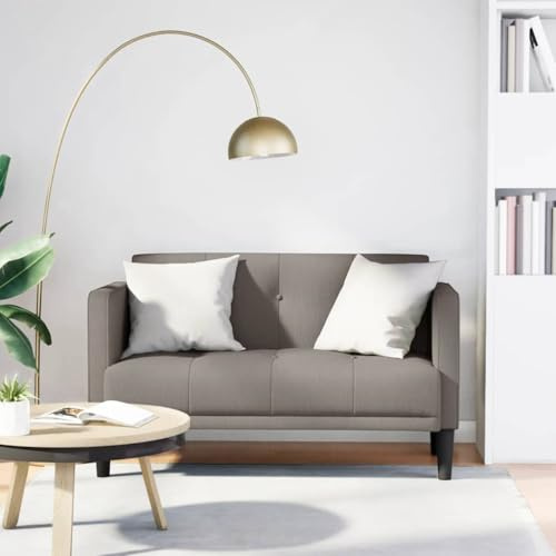 Kaloriko Zweisitzer Sofa Taupe 111 cm Stoff mit Federkern Sitzkomfort, stabiles Gestell, platzsparend für Wohnzimmer, Büro, Lounge, gemütlich und robust für Entspannung