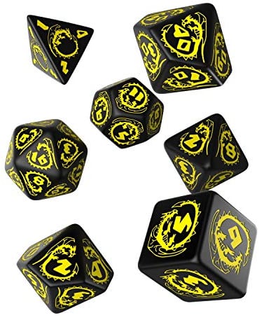 Q-workshop DRA03 Set Dadi Draconici - Nero, Giallo