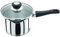 Judge Vista Draining Stainless Steel Large Saucepan with Pouring Lip 18cm 2.1L, Shatterproof Glass Strain & Pour Lid, Induction Ready, Oven Safe