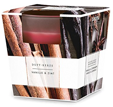pajoma® Duftkerze, Vanille & Zimt - im satinierten Glas | 120g Wachsgewicht, Brenndauer: 25 Stunden, in edler Geschenkverpackung | Premium Qualität
